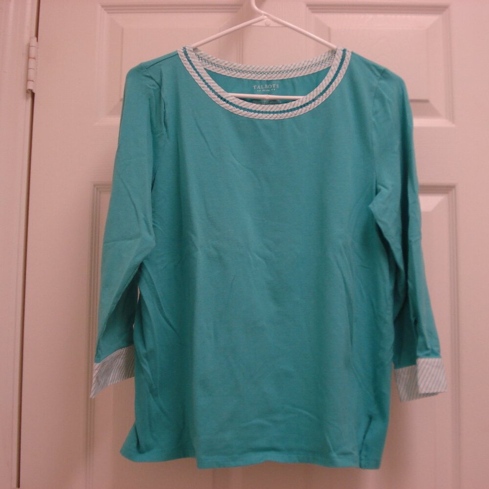 Talbots Petites 3/4 Sleeve Green Pullover Top Size LP